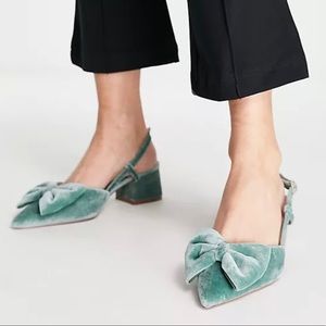 ASOS bow Seafoam heeled dress shoes